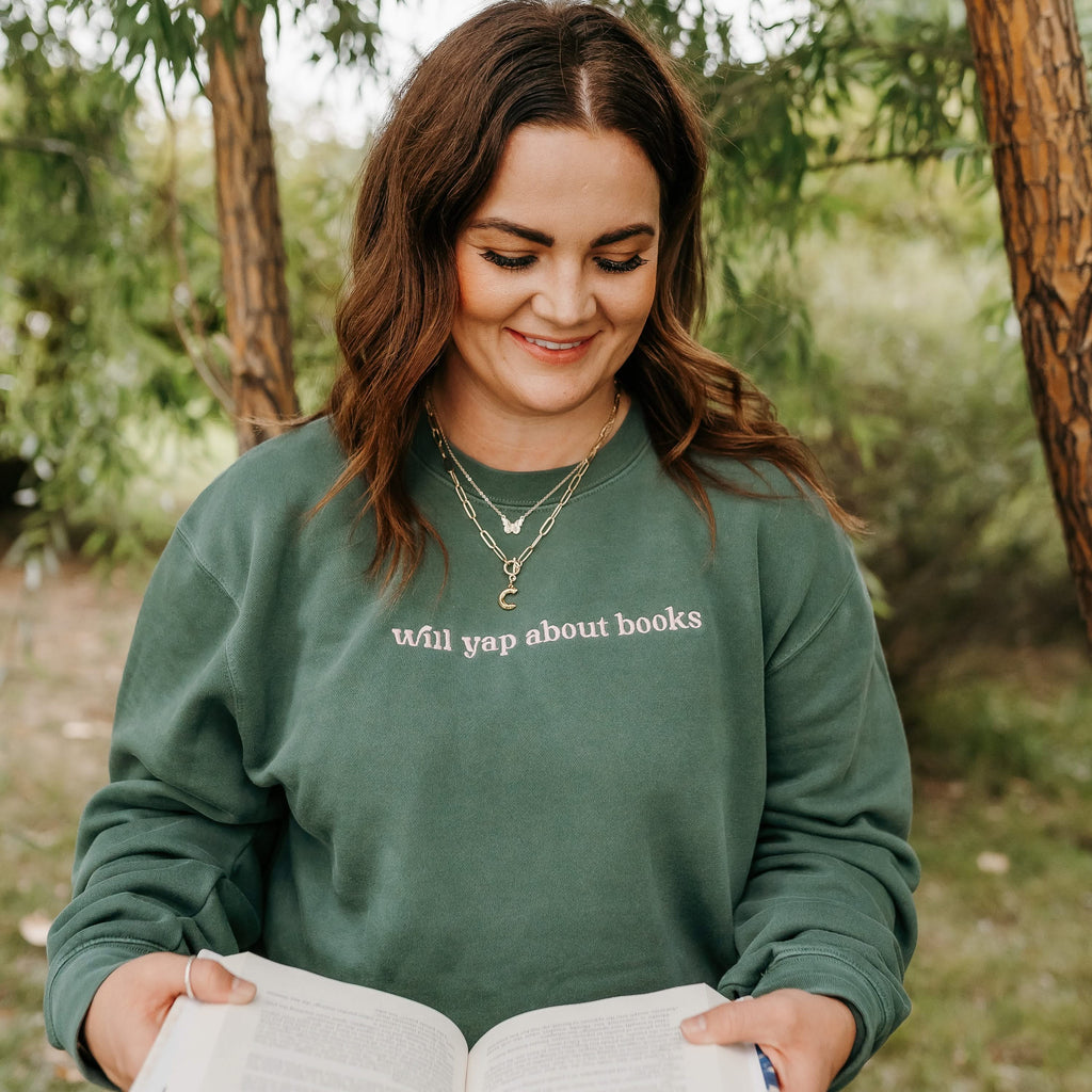 Will Yap About Books - Embroidered Pigment Crewneck