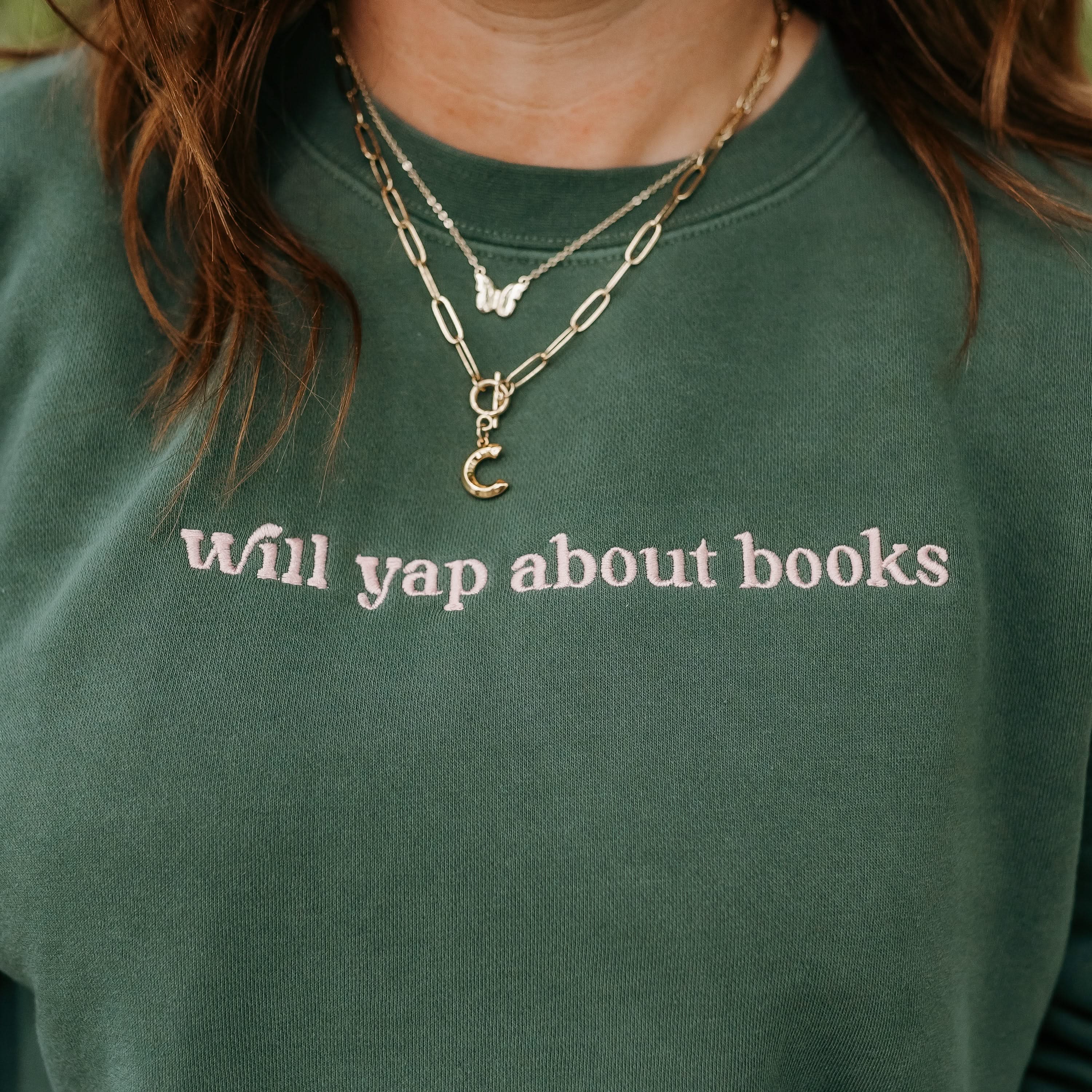 Will Yap About Books - Embroidered Pigment Crewneck