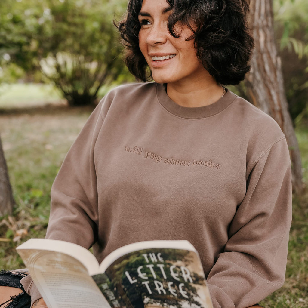 Will Yap About Books - Embroidered Pigment Crewneck