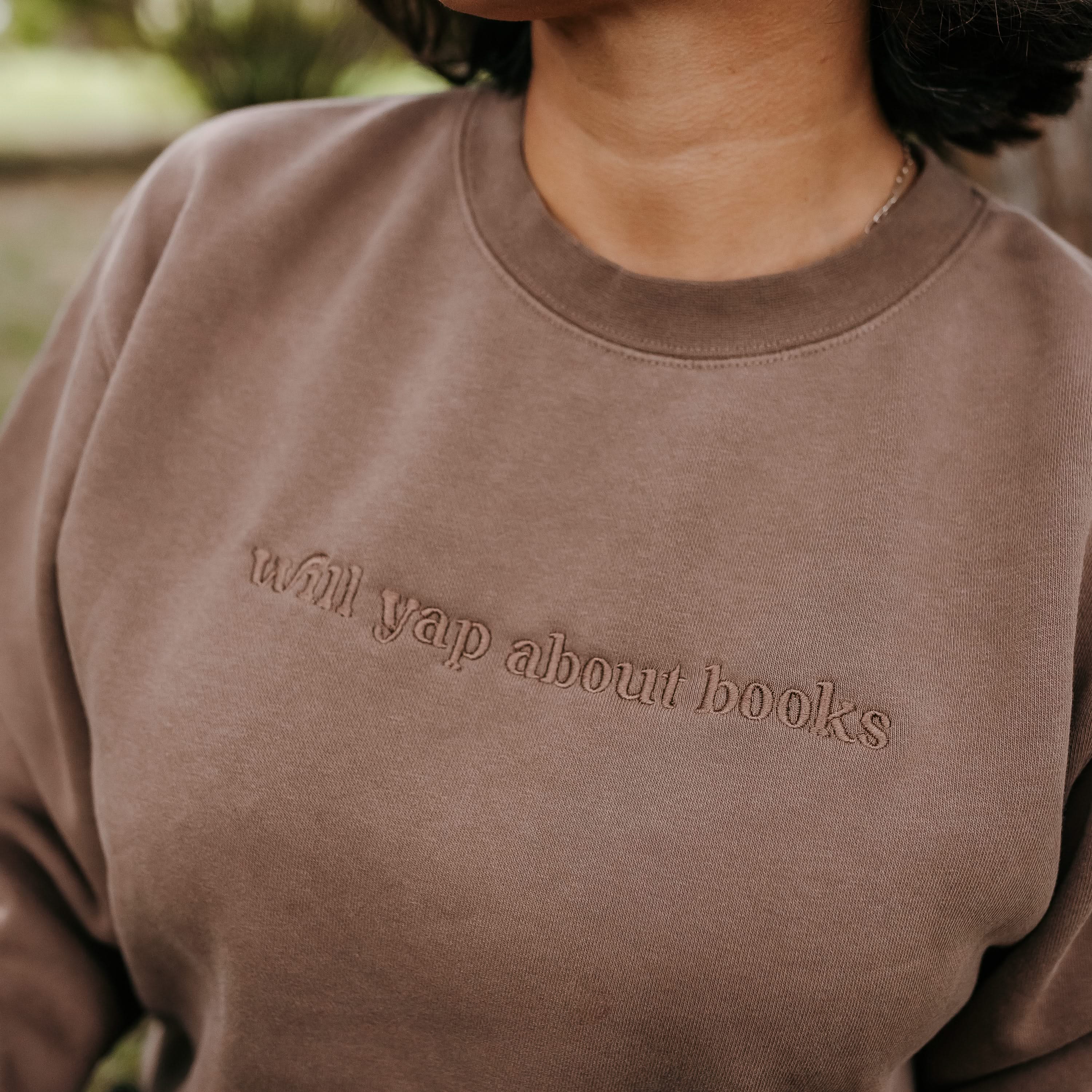 Will Yap About Books - Embroidered Pigment Crewneck