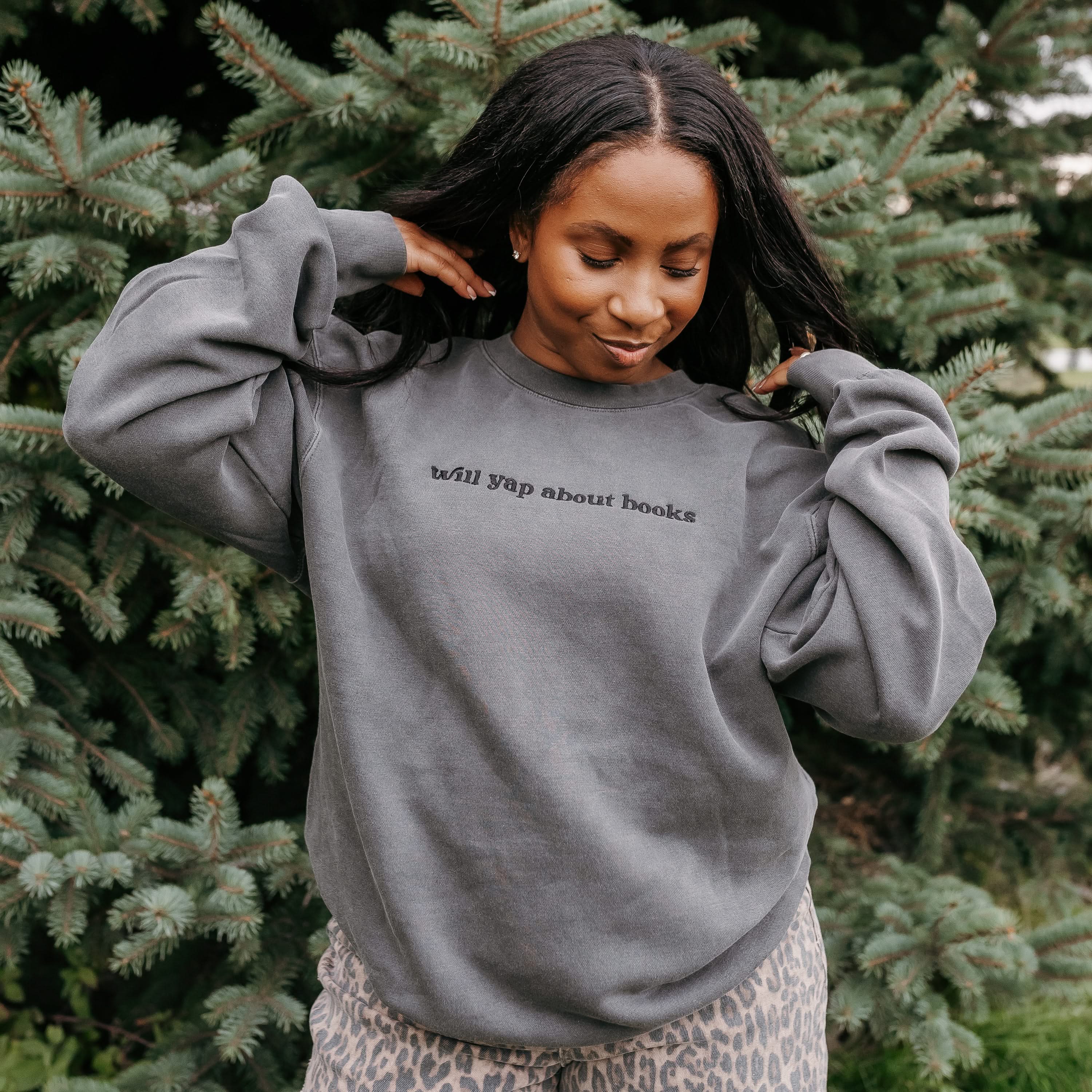 Will Yap About Books - Embroidered Pigment Crewneck