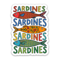 Retro Colorful Sardines Pattern Art Sticker
